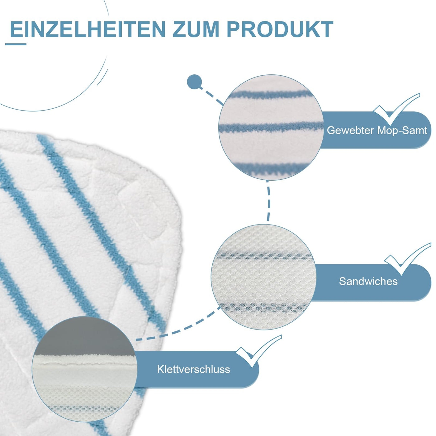 GFRED 3 Stück Ersatz-Pads für Dampfreiniger Mikrofaser Geeignet für die Meisten Dreieckigem Dampfreiniger Pads Handdüse Ersatztücher Dampfreiniger Bodentücher Dampfbesen Pad