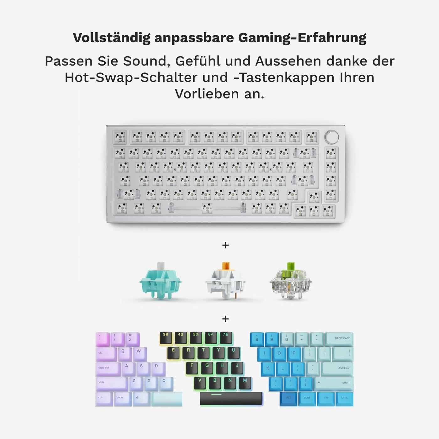 Glorious Pc Gaming Race GMMK Pro - 75% TKL Modular Gaming Keyboard Mechanical mit RGB Beleuchtung - Vollständige Anpassung auf Dichtungen montiert - Barebones (ISO-Layout, Weiß)