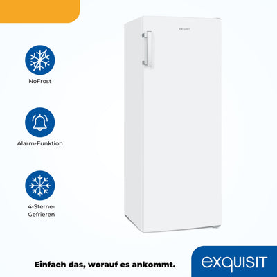 Exquisit Gefrierschrank NoFrost, Tiefkühlschrank groß, 161 Liter, Schnellgefrieren, Alarm-Funktion, GS5231-NF-H-040D weiss