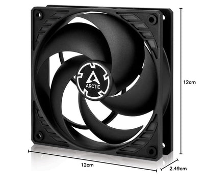 ARCTIC P12 - PC Lüfter, 120 mm Gehäuselüfter optimiert für statischen Druck, Case Fan, 1800 rpm - Schwarz