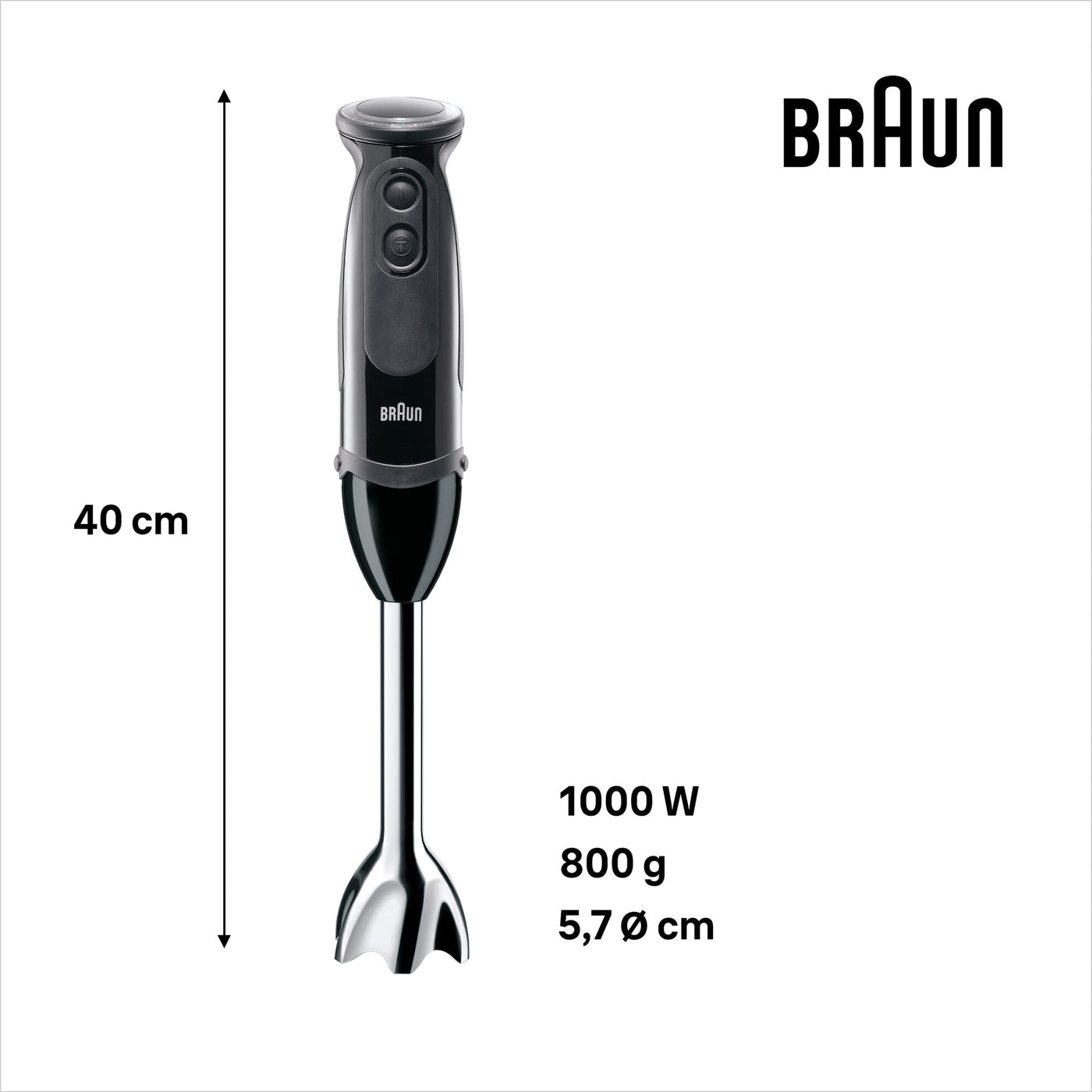 Braun Household MultiQuick 5 MQ 5237 BK Standmixer 0,5 l Stabmixer Schwarz 1000 W