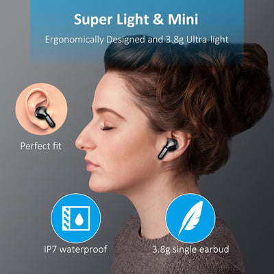 Bluetooth Kopfhörer in Ear Kopfhörer Kabellos Bluetooth 5.3, 2024 Neue 48Std Dynamic Driver Stereo Wireless Earbud, 4 ENC Noise Cancelling Mic, 3.8g Leicht Ohrhörer, IP7 Wasserdicht/LED-Anzeige/USB-C