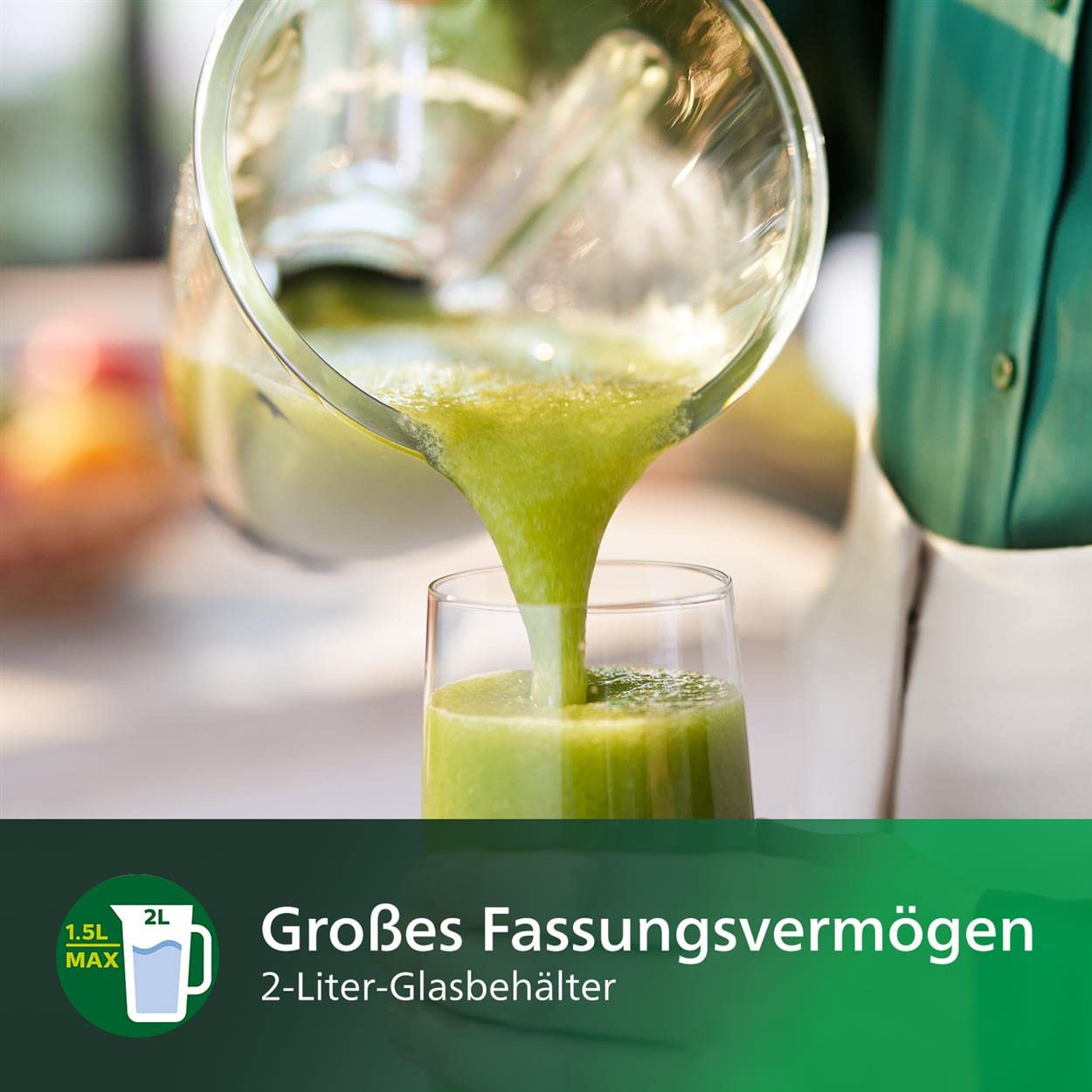 Philips Standmixer und Smoothie Maker – 1000W, 2-Liter-Glasbehälter, HomeID-App, variable Geschwindigkeit, ProBlend Crush, Trinkbecher (HR3573/90)