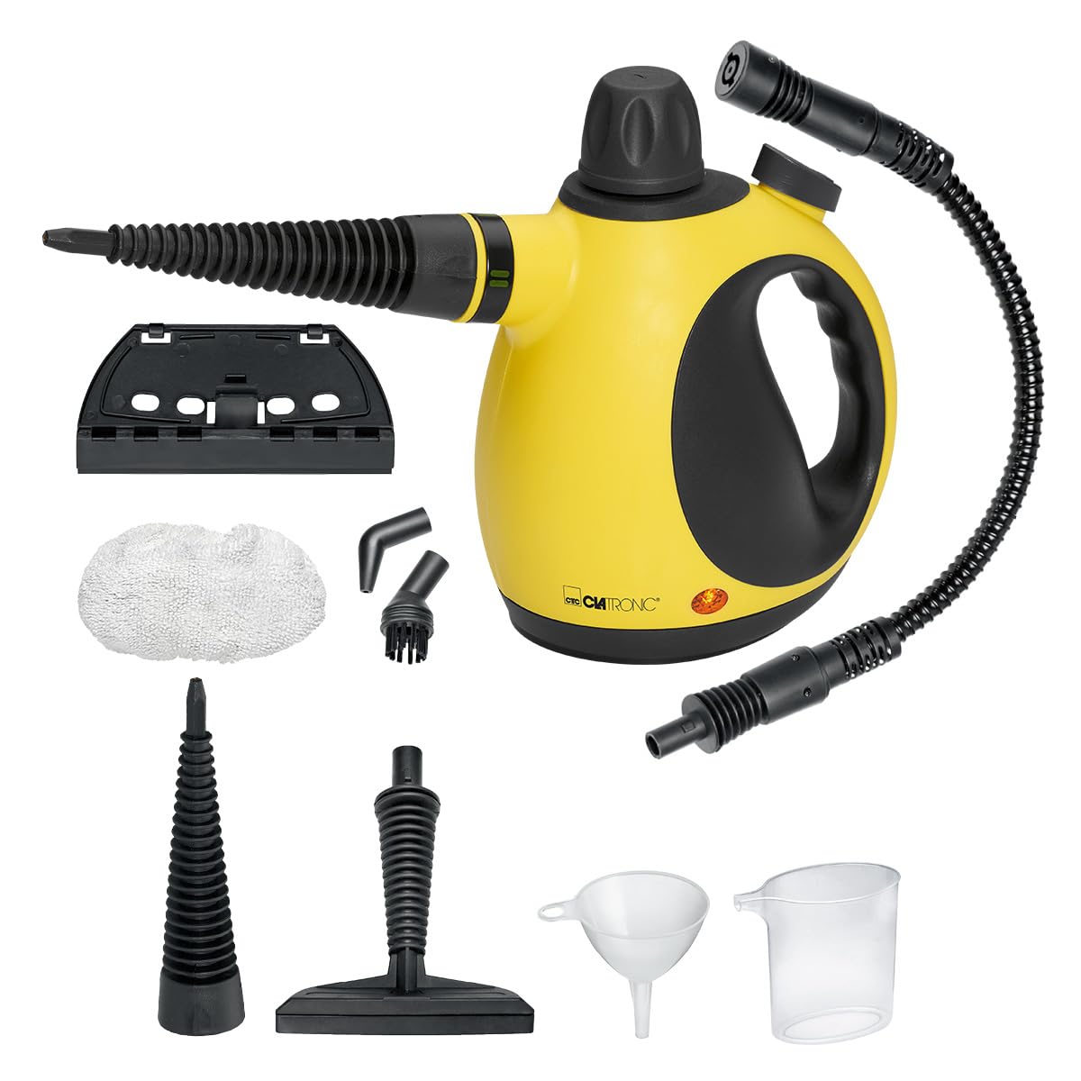 Clatronic® Dampfreiniger | gegen Fett, Schmutz und Verunreinigungen | Dampfreiniger Polstermöbel | ohne Chemikalien | Steam Cleaner für Auto, Küche, Bad | Dampfreiniger Handgerät | 5m Kabel | DR 3653