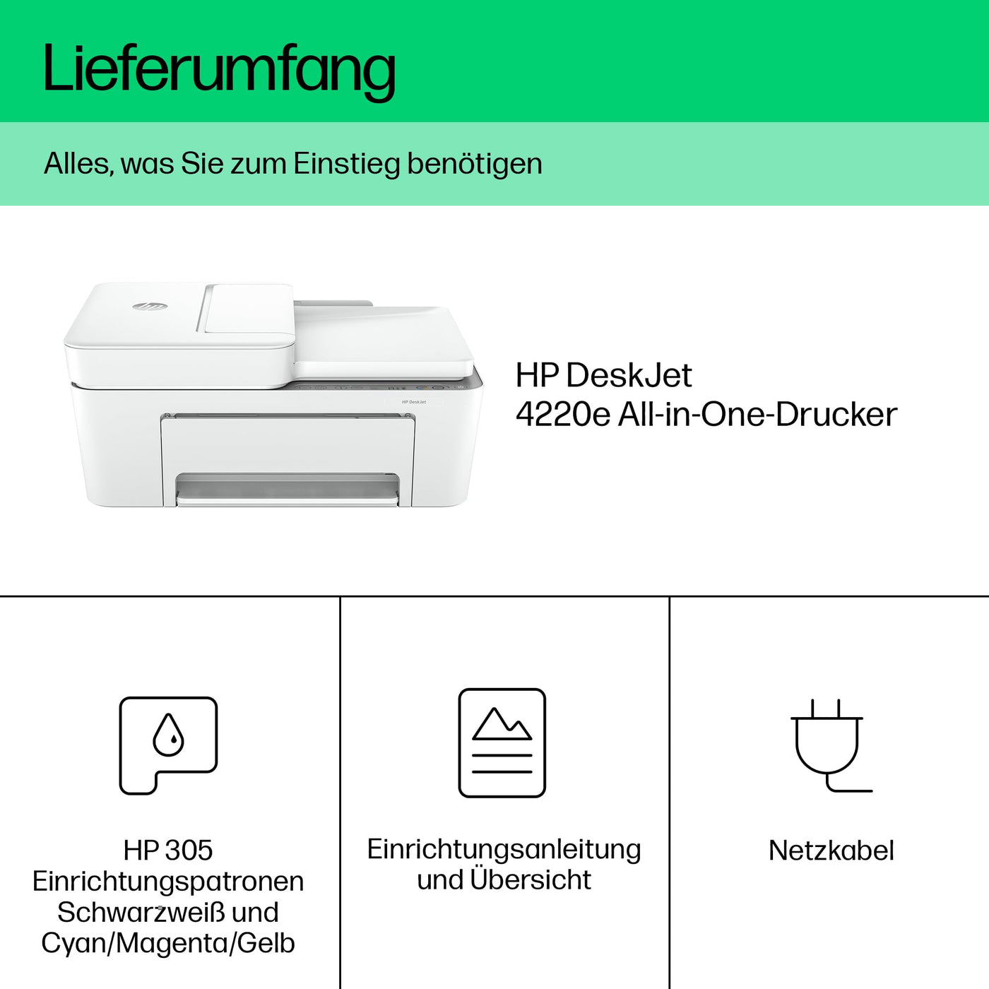 Imprimante multifonction HP DeskJet 4220e, 10€ de remise, 3 mois d'impression gratuite avec HP Instant Ink, Imprimante, Copieur, Scanner, Fax mobile, WLAN, Chargeur automatique de documents, Blanc