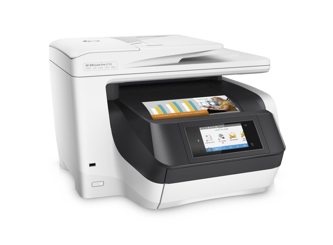 HP OfficeJet Pro 8730 Multifunktionsdrucker (512 MB, Instant Ink, Drucker, Scanner, Kopierer, Fax, PCL 6, WLAN, LAN, NFC, Duplex, Airprint) Schwarzweiß