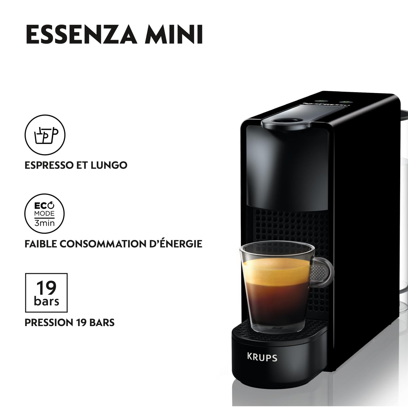 Nespresso Krups Kaffeemaschine Essenza Mini schwarz Kapselmaschine YY2910FD