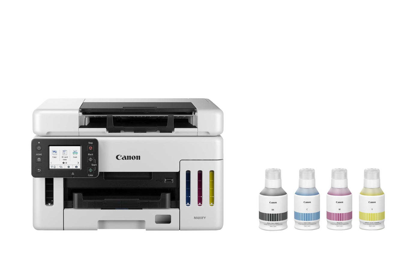 Canon MAXIFY GX6550 Tintenstrahldrucker 3-in-1 Multifunktionsgerät MegaTank (Drucker, Scanner, Kopierer, WLAN, LAN, Cloud, Duplexdruck, Duplex ADF, 350 Blatt Kapazität, Wischfeste Ausdrucke) weiß