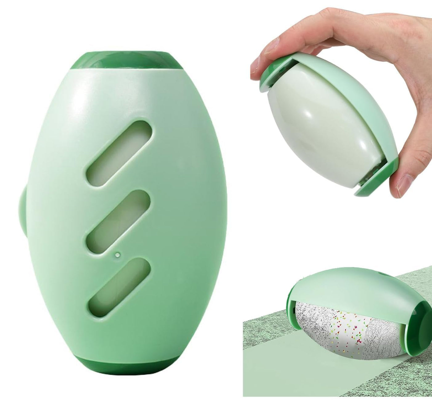 Rouleau anti-peluches réutilisable, rouleau anti-peluches lavable pour poils d'animaux, boule de rouleau anti-peluches en gel collant lavable pour poils d'animaux, rouleau anti-peluches réutilisable pour vêtements, voyage, maison (vert)