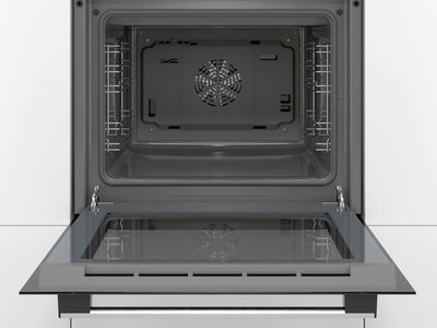 Bosch HBF133BR0 Serie 2 Einbau-Backofen, 60 x 60 cm, EcoClean Direct Reinigungshilfe, 3D Heißluft Backen auf 3 Ebenen, LED-Display, Schnellaufheizung, Kindersicherung, Schwarz, Updated