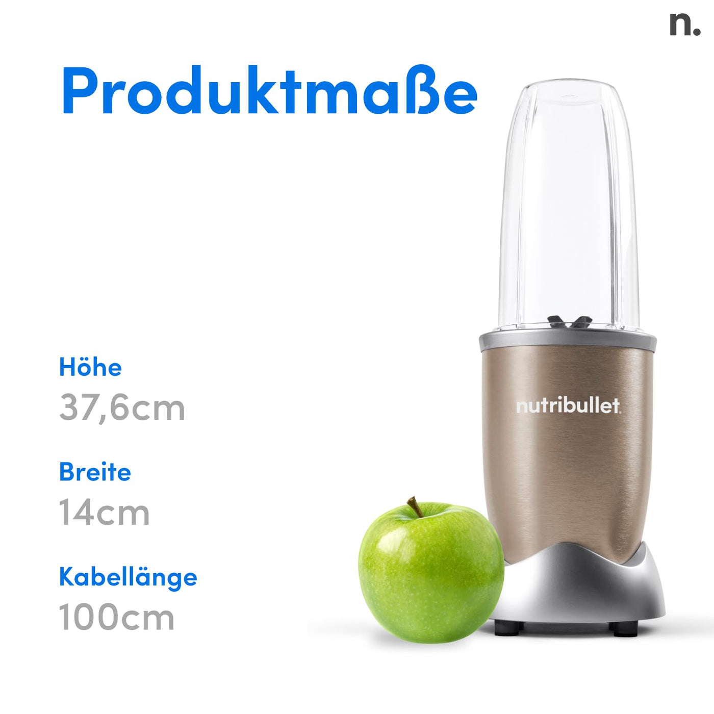 nutribullet Pro, 900 Watt Leistung, Einfach und schnell in der Anwendung, Kompakt, Leicht zu reinigen, Mit 700 ml Becher, Smoothiemixer, Smoothie Maker, Elektrischer Mixer, NB904CP