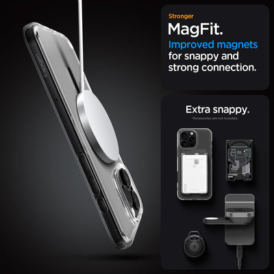 Spigen für iPhone 16 Pro Max Hülle [Anti-Yellowing] Ultra Hybrid MagFit Case Handyhülle Transparent Dünn Slim Kompatibel mit MagSafe -Graphite