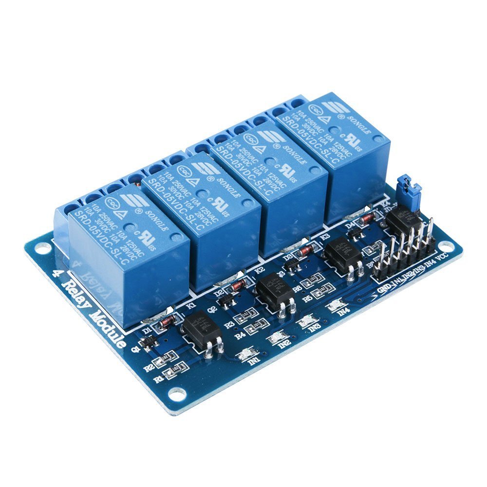 ELEGOO 4 Kanal DC 5V Relaismodul mit Optokoppler für Arduino UNO R3 1280 DSP ARM PIC AVR STM32, Blau