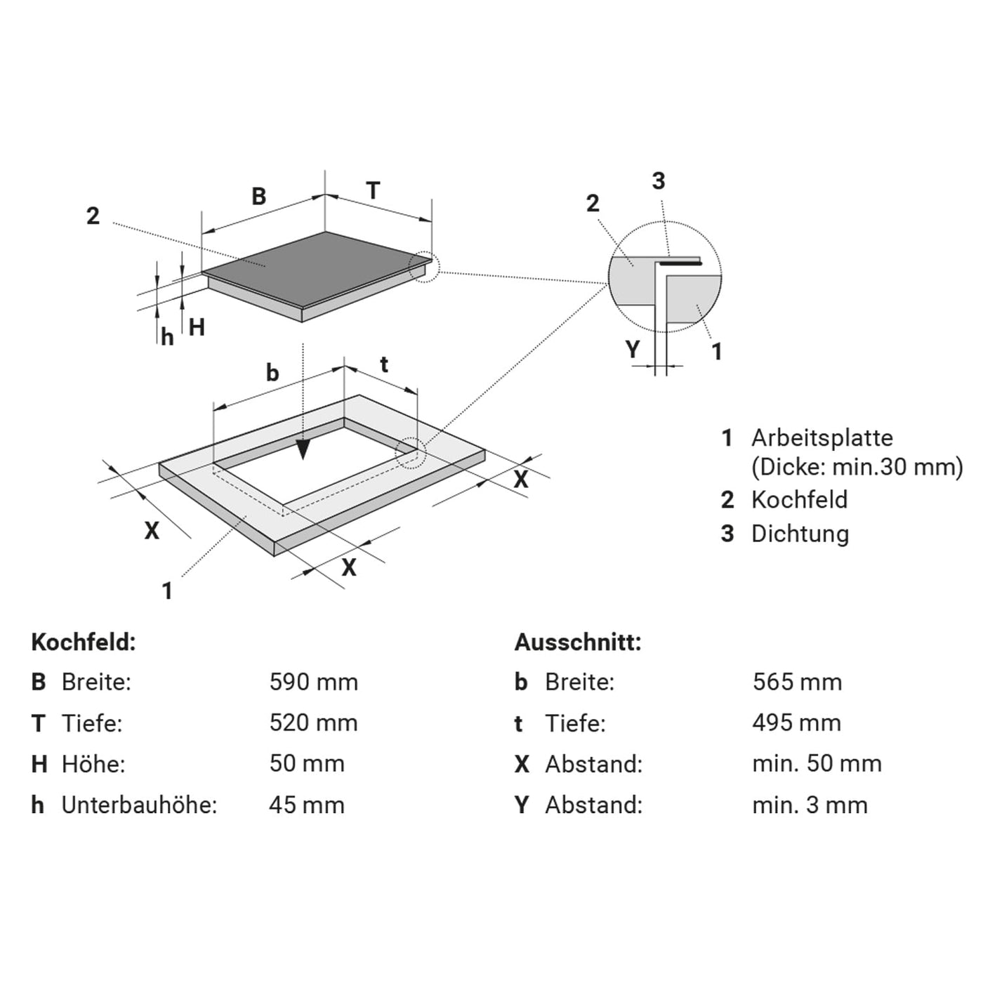 Autarkes Herdset: 60cm Einbaubackofen BO8805SS + 59cm Kochfeld CH5901RL | Grill | Heißluft | Automatik-Timer | 2-fach Wärmeschutzverglasung | Kindersicherung | Knebelbedienung | SET8805CH59RL