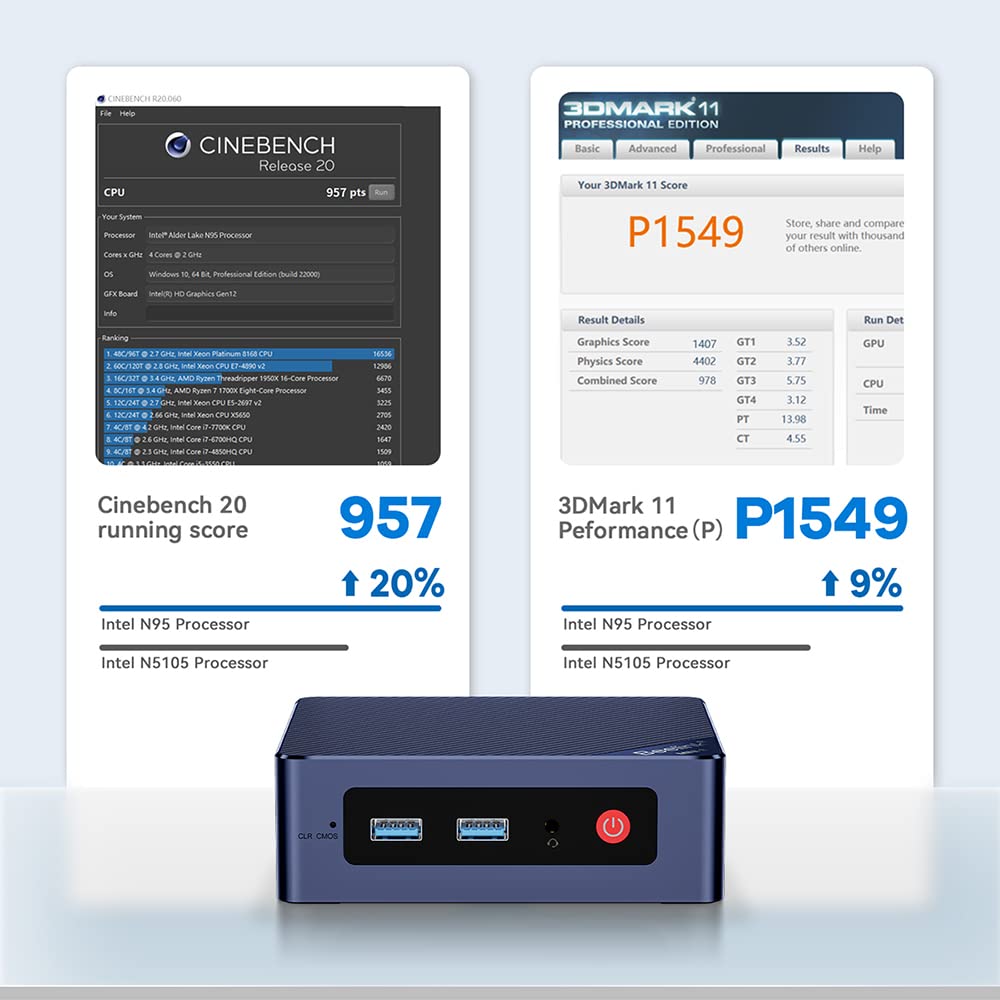 Beelink Mini S12 Mini PC, Intel 12. Prozessor N95 (4C/4T, bis zu 2.9Ghz), 16G DDR4 500G M.2 SSD Mini Computer W11 Pro, LAN 1000M/25W TDP/WiFi 5/BT4.2 für Heim/Büro