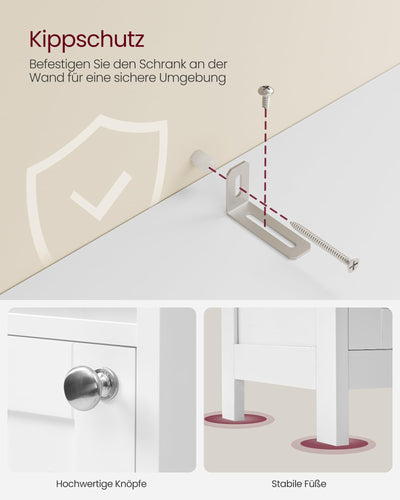 VASAGLE Badezimmerschrank mit Beleuchtung, hoch, schlanker Badschrank, Aufbewahrungsschrank mit verstellbaren Ablagen, offene Fächer, für kleine Räume, modern, wolkenweiß BBC566W03