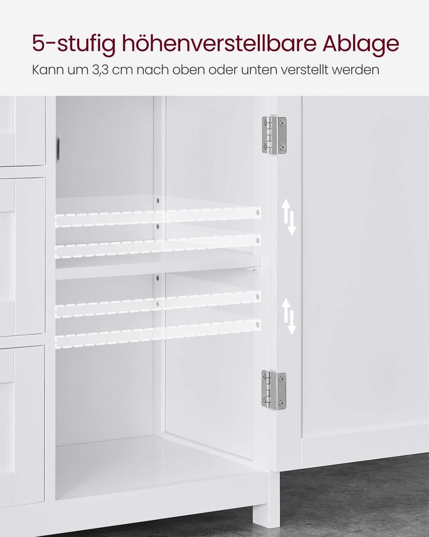 VASAGLE Badezimmerschrank, Badschrank, Beistellschrank, mit 3 Schubladen, Schranktür, verstellbare Ablage, 30 x 60 x 80 cm, weiß BBC542P31V1