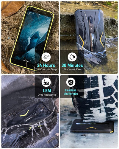 Ulefone Armor X12 Outdoor Handy, 6GB + 32GB/256GB SD Smartphone ohne vertrag Android 13 Go, 4860mAh 13MP+8MP 5,45'' HD+ 4G Dual SIM IP68 Wasserdicht Stoßfeste NFC GPS 2 Jahre Garantie -Schwarz