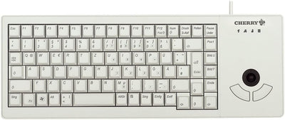 CHERRY G84-5400 XS, Kompakttastatur mit Integriertem Trackball, Deutsches Layout (QWERTZ), Platzsparend & Leicht, 20 Mio. Tastenbetätigungen, Weiß