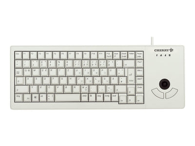 CHERRY G84-5400 XS, Kompakttastatur mit Integriertem Trackball, Deutsches Layout (QWERTZ), Platzsparend & Leicht, 20 Mio. Tastenbetätigungen, Weiß