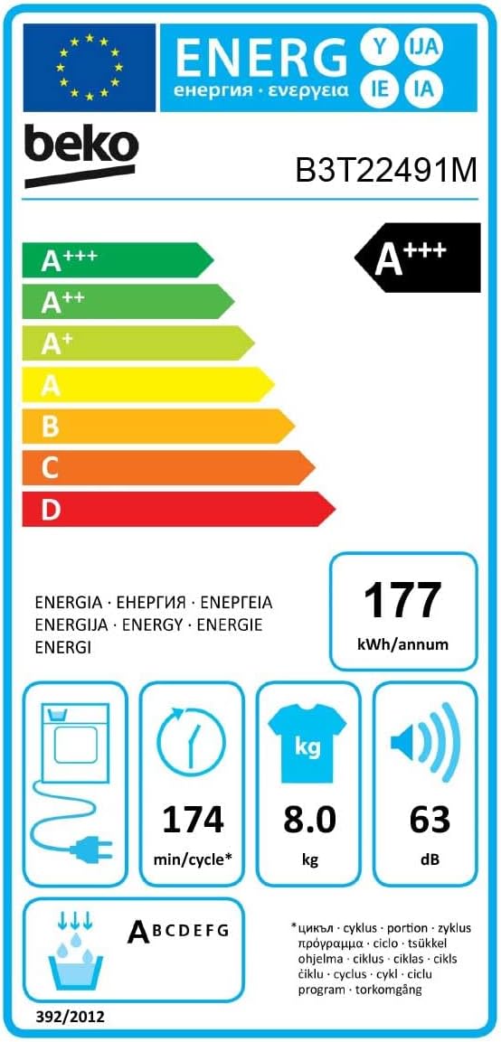 Beko B3T22491M Wäschetrockner Serie b300, 8 kg, Frontlader, Wärmepumpentrockner, 15 Programme, Sensortrocknung, Dampffunktion, Silent-Programm, Allergikergeeignet, Säulenfähig, Manhattan Gray