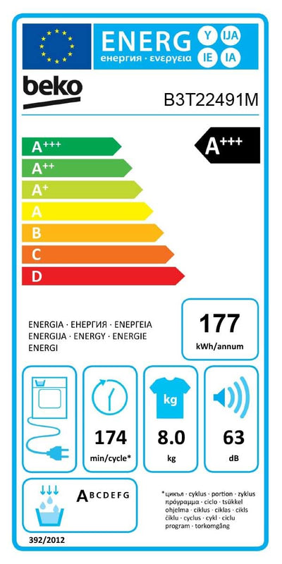 Beko B3T22491M Wäschetrockner Serie b300, 8 kg, Frontlader, Wärmepumpentrockner, 15 Programme, Sensortrocknung, Dampffunktion, Silent-Programm, Allergikergeeignet, Säulenfähig, Manhattan Gray