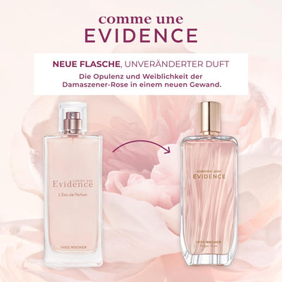 Yves Rocher COMME UNE EVIDENCE Eau de Parfum Damen - Floraler Chypre-Duft mit Noten von Damaszener-Rose, Bergamotte und Patschuli - Elegantes Parfum für Frauen - 100 ml