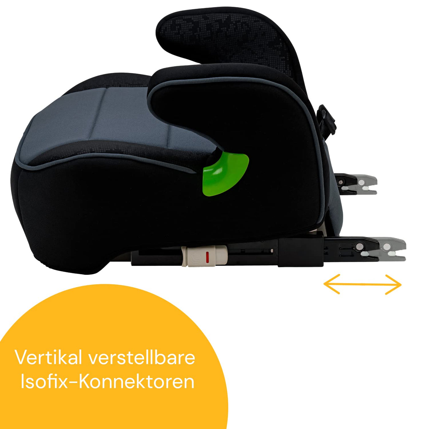 Osann Junior Isofix Gurtfix, Sitzerhöhung Auto Kinder, Kindersitzerhöhung mit Isofix 126-150cm (ca. 15-36 kg), Sitzschale i-Size - Pixel Black