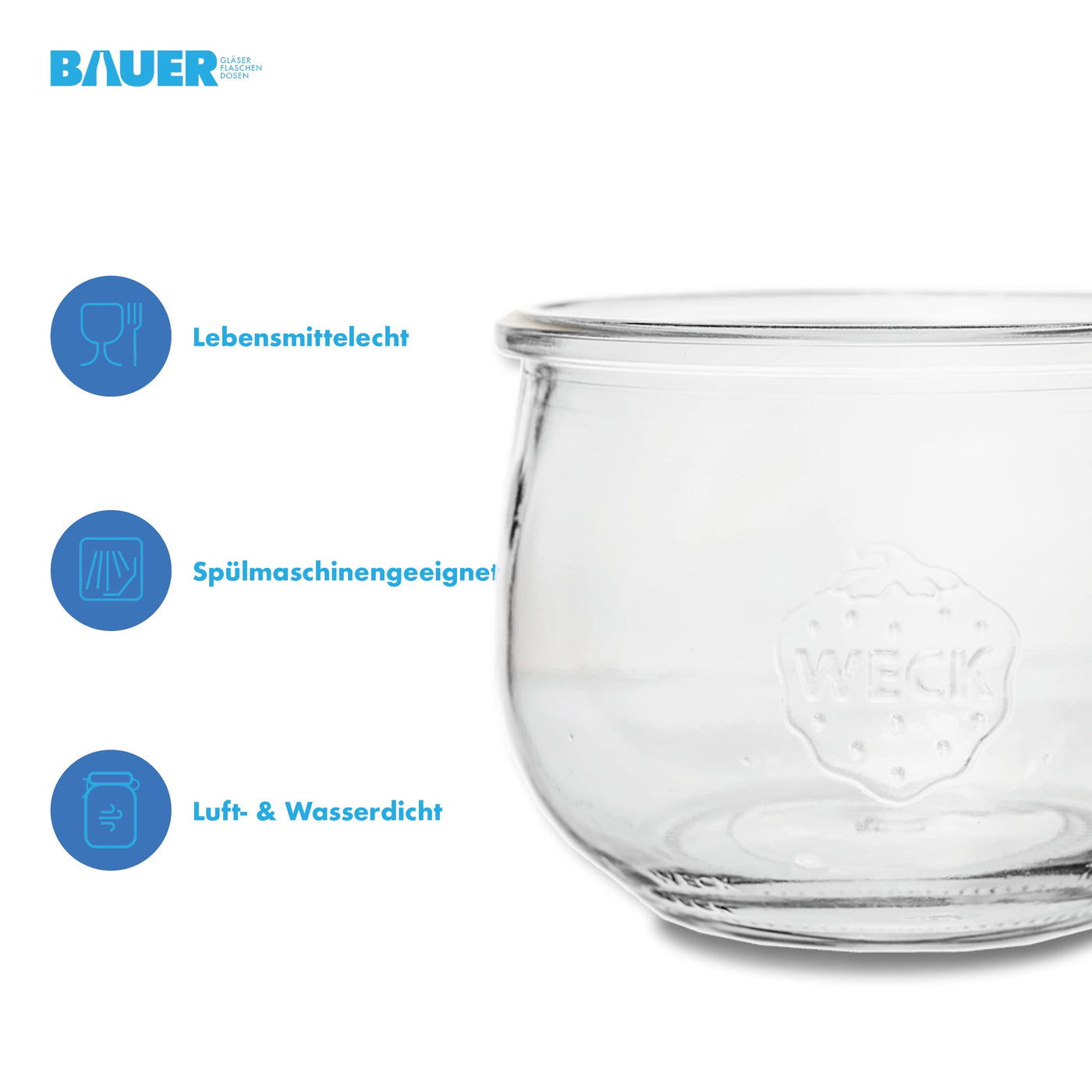 flaschenbauer.de WECK 1/2l Einmachglas 500ml Tulpen-Form - verwendbar als Marmeladenglas, Vorratsglas, Konservenglas 6 Stück Inklusive Etikett - Made in Germany