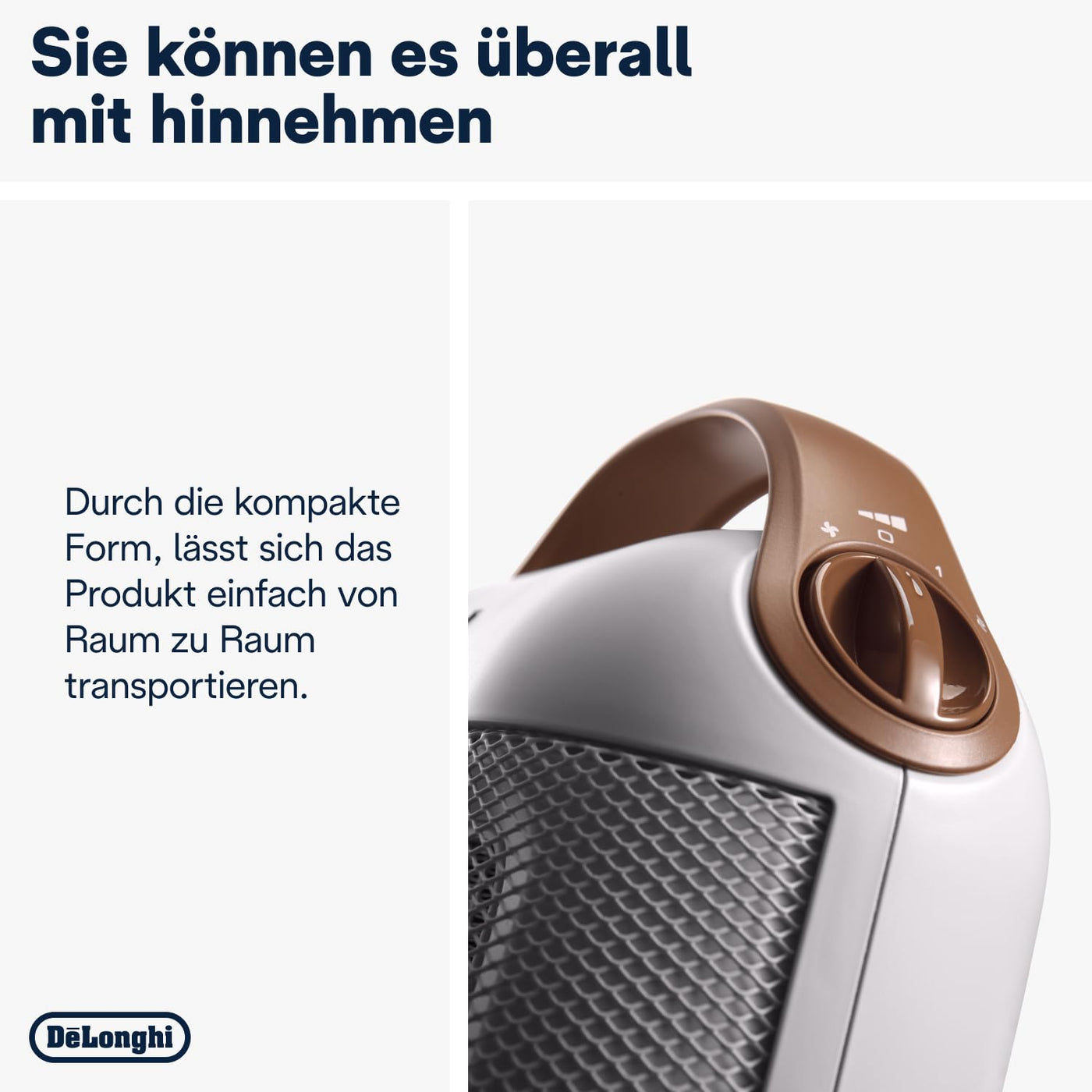 De'Longhi Capsule HFX30C18.IW Keramikheizer – Mobiler Heizlüfter mit 1.800 W, 2 Heizstufen, Anti-Frost-Funktion, für Räume bis 55 m³, Weiß