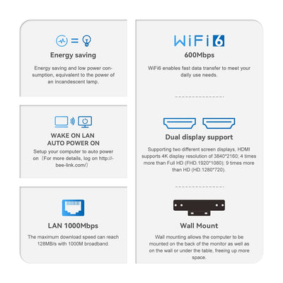 Beelink Mini S12 Pro Mini PC, Intel Alder Lake-N100 (4C/4T, bis 3.4GHz), 16GB DDR4 RAM 500GB M.2 2280 SSD, Mini Desktop Computer 4K 60Hz Dual HDMI, WiFi6, Bluetooth5.2, Gigabit Ethernet