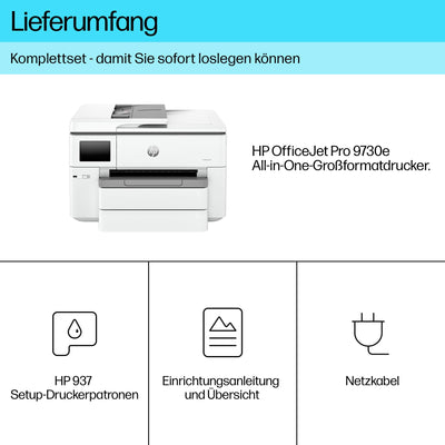 HP OfficeJet Pro 9730e A3-Multifunktionsdrucker (Drucken, Scannen und Kopieren bis A3), 3 Monate gratis drucken mit HP Instant Ink inklusive, HP+, Fax, WLAN, LAN, Duplex, Airprint, Grau-Weiß