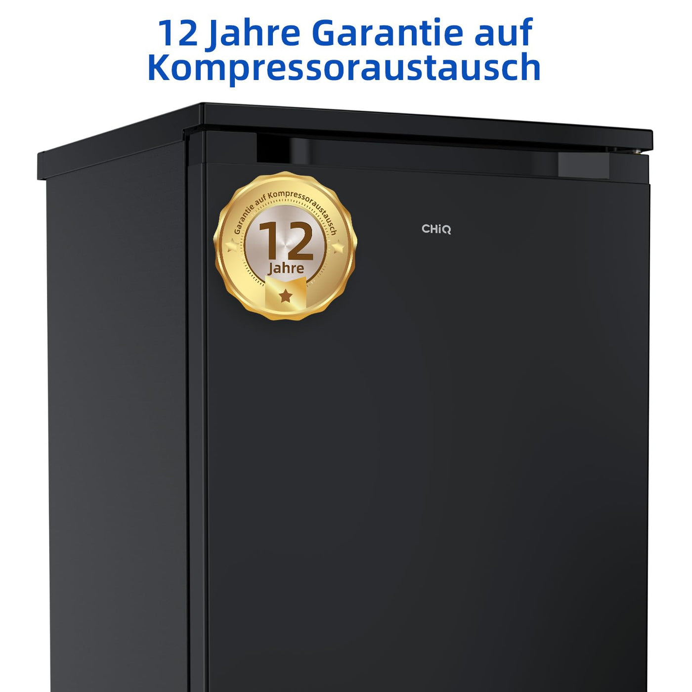 CHIQ CTT107BC Kühlschrank Klein 107 Liter, Höhe 84cm, Tiefe 55cm, Platzbedarf nur 0,3 ㎡, Mikro-Gefrierfach, Vario Box, 7 Temperaturregelstufen, geräuscharm, 87 kWh/Jahr, Schwarz