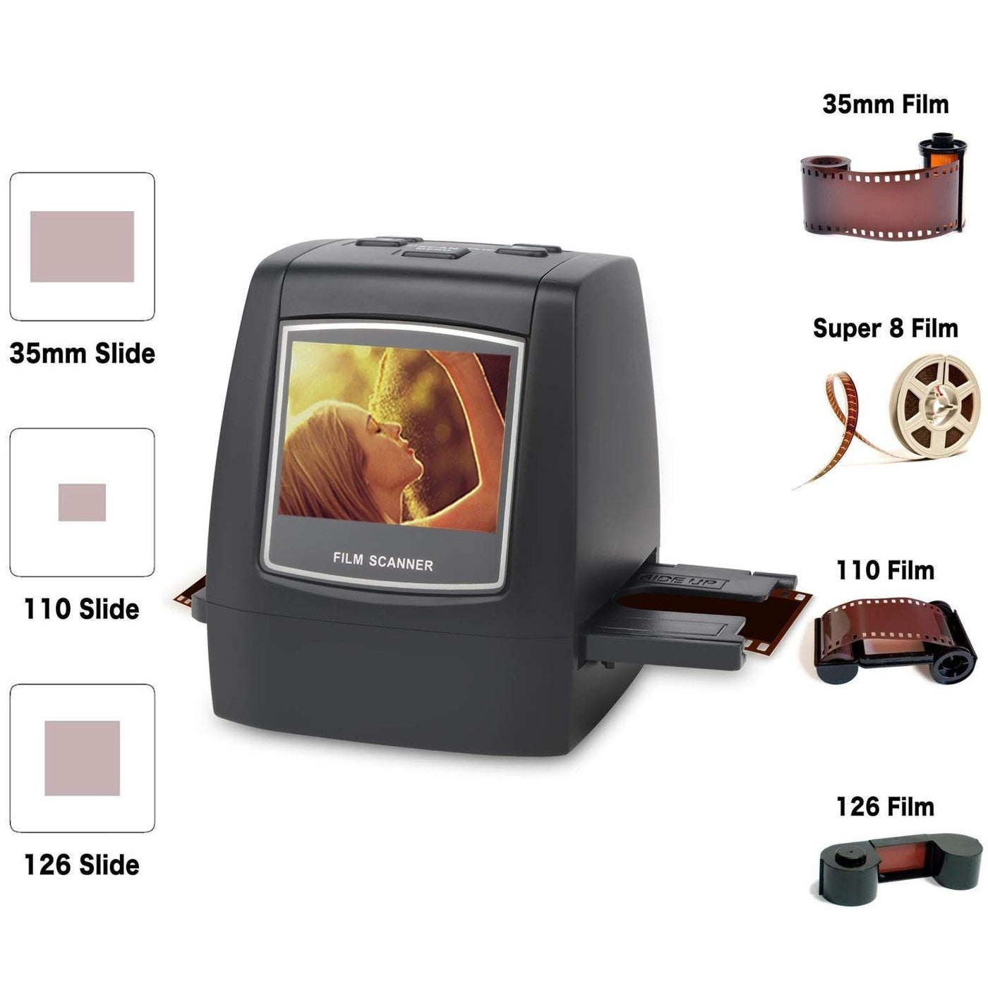 DigitNow!. Dia Film Scanner (Film/Slide, Film in Super 8, 35mm und 110, 126, Anschluss für SD/MMC Karten 126, USB 2.0 Schnittstelle, Wechselstrom, 22MP, CMOS, Schwarz)