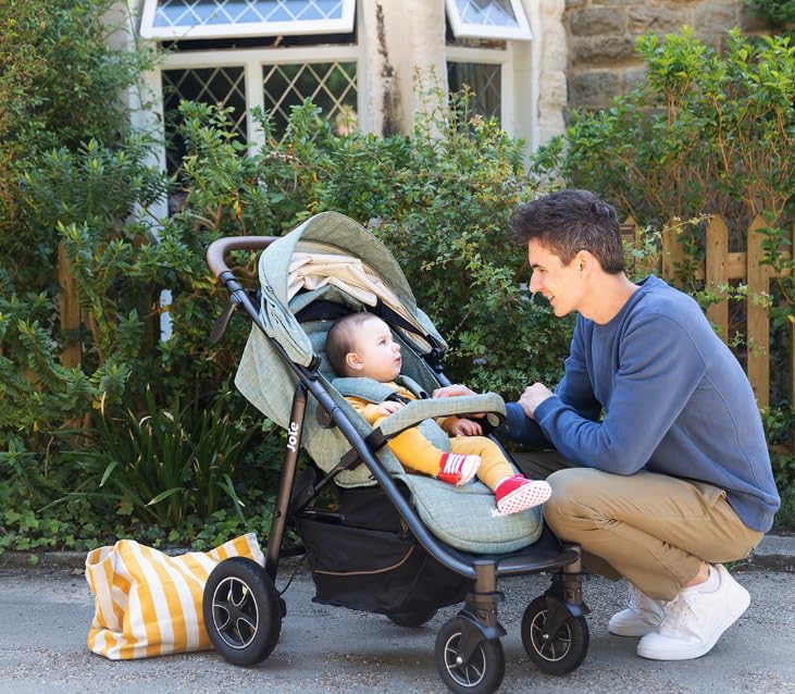 Joie Mytrax Flex™ 3-in-1-Multimodus-Kinderwagen mit Regenschutz, geeignet ab Geburt bis 4 Jahre (0-22 kg), 3 Kinderwagen in 1 mit einer Einhandklappung, grauer Flanell Mode