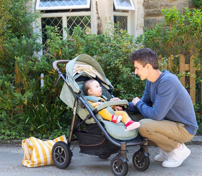 Joie Mytrax Flex™ 3-in-1-Multimodus-Kinderwagen mit Regenschutz, geeignet ab Geburt bis 4 Jahre (0-22 kg), 3 Kinderwagen in 1 mit einer Einhandklappung, grauer Flanell Mode