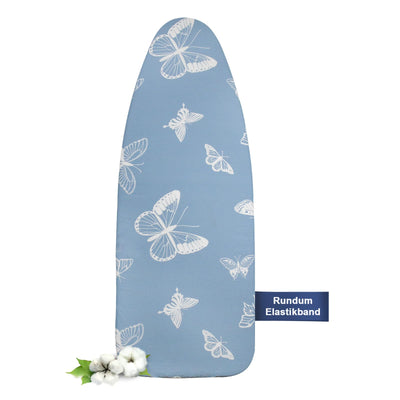 Frilodge Bügeltischbezug mit Dicker Polsterung 120x40, Rundum-Elastikband, Klettverschlüsse, passend für Bügeltische 125x45, ideal für Dampfbügelstationen Ironing Board Cover (Blue (Butterfly)