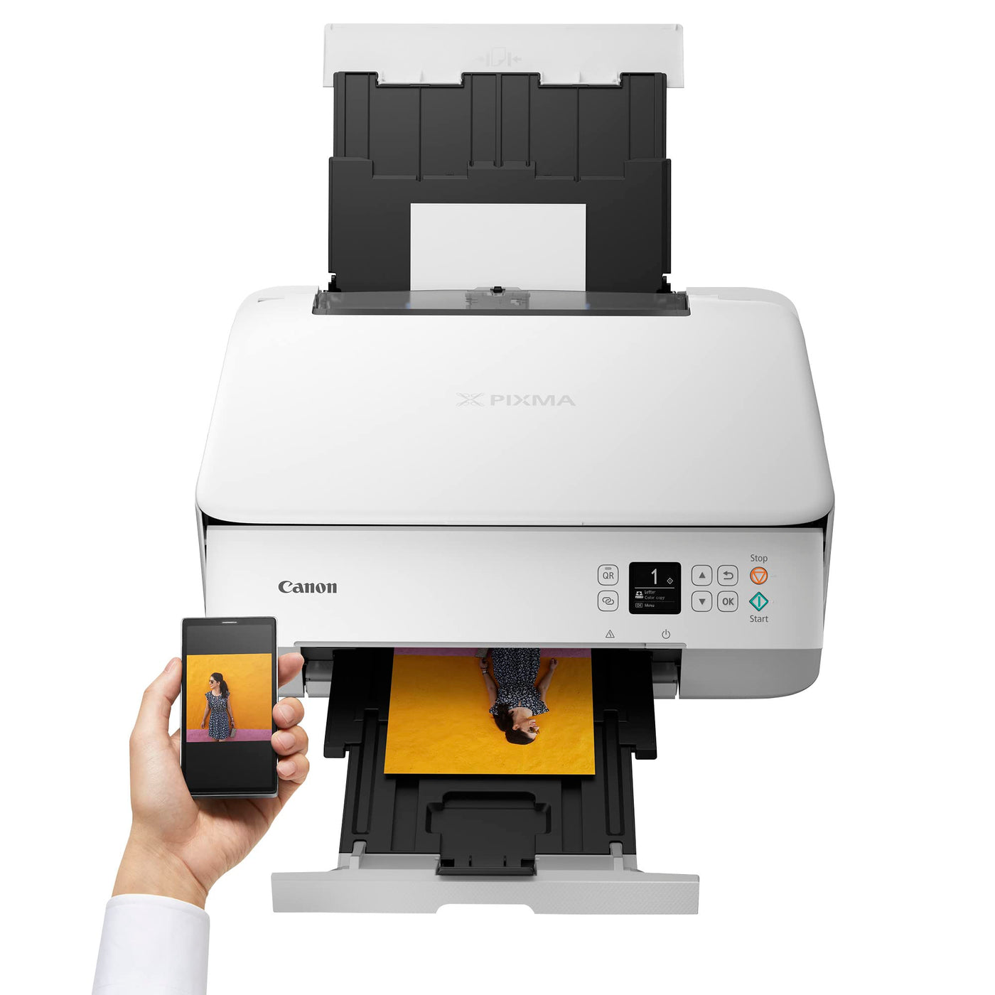 Canon PIXMA TS5351i Multifunktionsdrucker 3in1 Drucker/Kopierer/Scanner, WLAN, Randlosfotos, kabelloses Drucken/Scannen via Cloud + Smartphone, Duplex, 2. Einzug, PIXMA Print Plan kompatibel, weiß