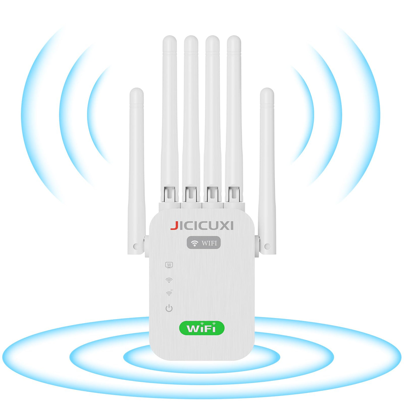 WLAN Verstärker WLAN Extender WLAN Verstärker für bis zu 5.000 m² und 50 Geräte mit 6 Antennen und Steckern WiFi Internet Booster Kompatibel Allen WLAN Geräten-Weiß