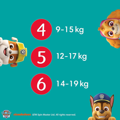 Pampers Windeln Paw Patrol Pants Größe 6 (14-19kg) Baby-Dry, Extra Large mit Stop- und Schutz Täschchen, MONATSBOX, 138 Höschenwindeln