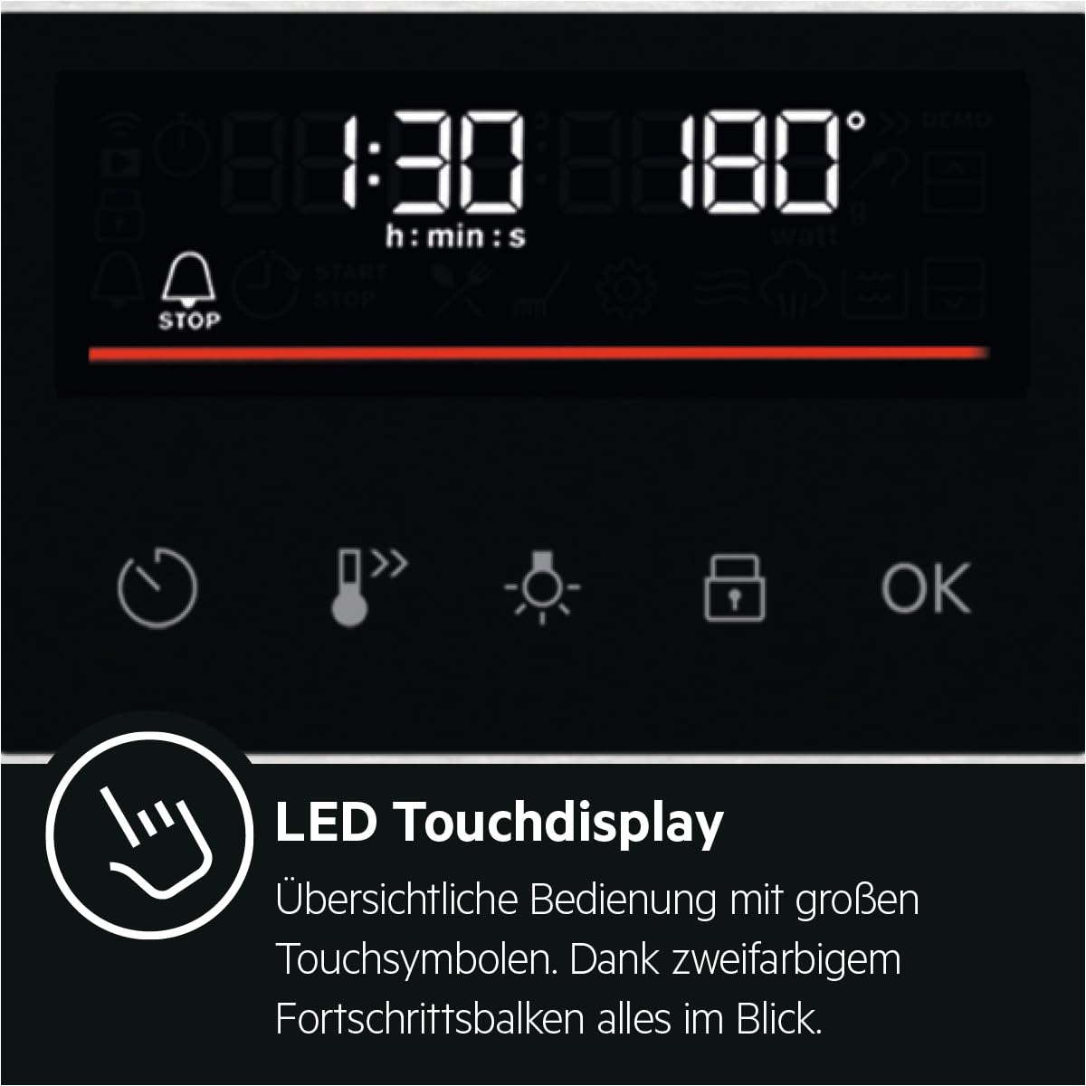 AEG Einbaubackofen – Serie 5 Ringheißluft: Gleichmäßige Garergebnisse auf 3 Ebenen – Pyrolyse Selbstreinigung – 25 Automatikprogramme – LED-Touchdisplay – Schnellaufheizung – Schwarz – BPE53516AB