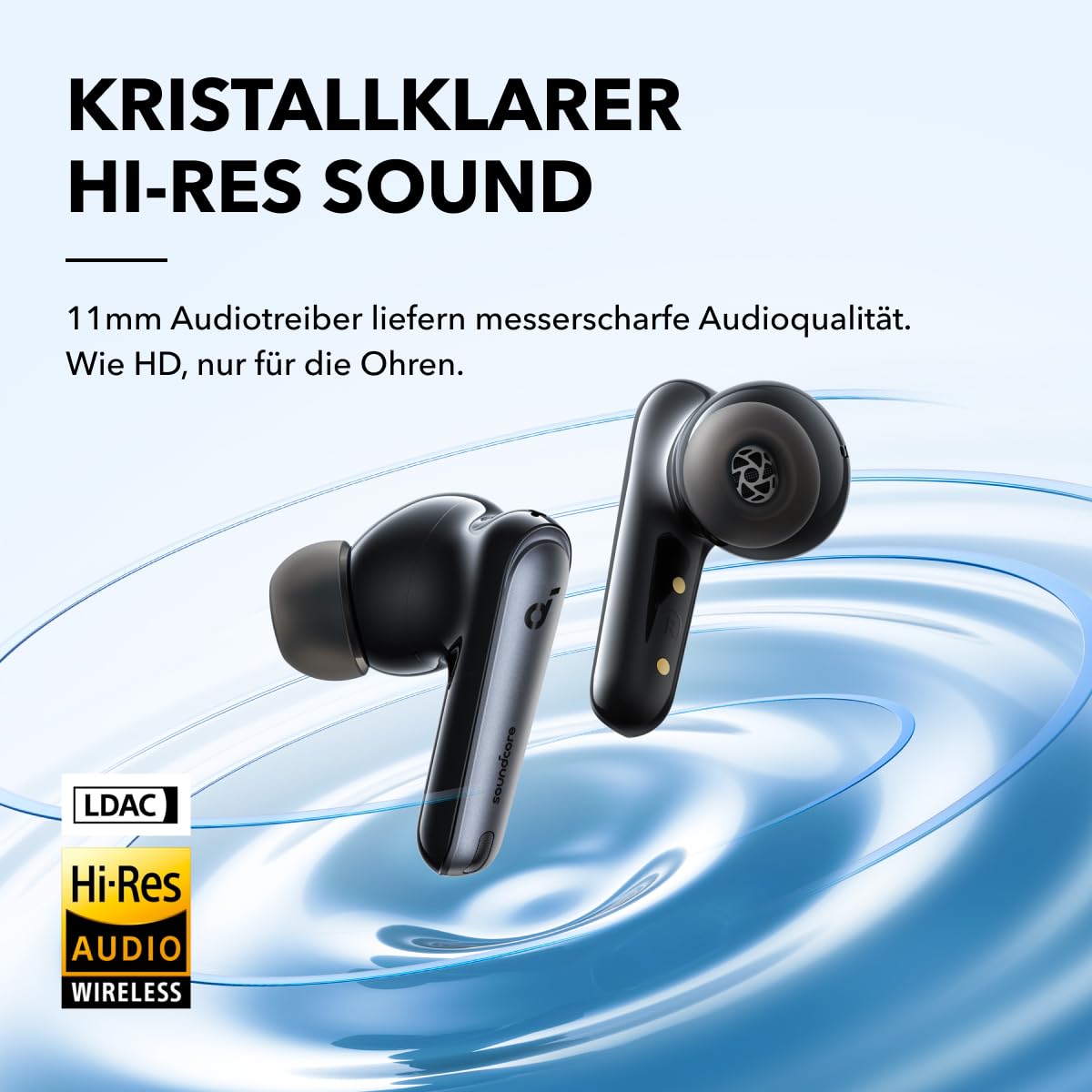 soundcore by Anker Liberty 4 NC Bluetooth-Kopfhörer mit Geräuschunterdrückung, 98,5% Noise Cancelling, Adaptive Geräuschunterdrückung für Ohren und Umgebung, Hi-Res Sound, 50H Wiedergabe (Schwarz)