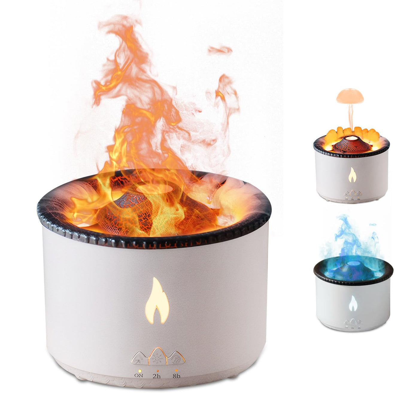 Vulkan Luftbefeuchter Flammen Aroma Diffusor: Ultraschall Ätherisches Öl Duft Diffusor 360ml Große Kapazität 2-in-1 Ätherisches Öl Diffusor mit Funktion Timer für Schlafzimmer Home Office