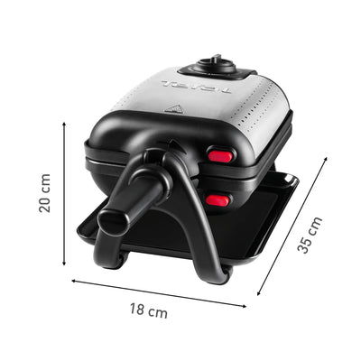 Tefal King Size Waffeleisen WM756D | Doppelwaffeleisen für 2 belgische Waffeln | Dreh-Funktion | antihaftbeschichtete Platten | dicke Waffeln | Temperaturregler|leichte Reinigung | 120W | 1L