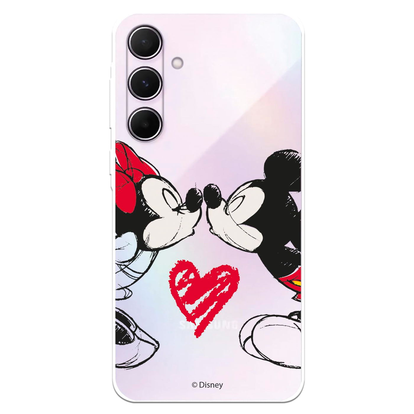 Schutzhülle kompatibel mit Samsung Galaxy A55 5G, offizielles Disney Mickey und Minnie Kuss, um Ihr Handy zu schützen. Flexible transparente Silikonhülle mit offizieller Lizenz von Disney-Klassikern