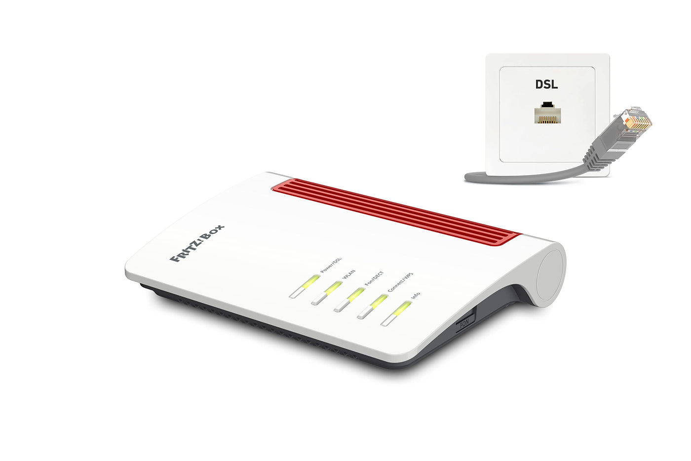 AVM FRITZ!Box 7510 (Wi-Fi 6 DSL-Router (WLAN AX), bis zu 600 MBit/s (2,4 GHz), VDSL-Supervectoring 35b bis zu 300 MBit/s, WLAN Mesh, DECT-Basis, Media Server, geeignet für Deutschland)