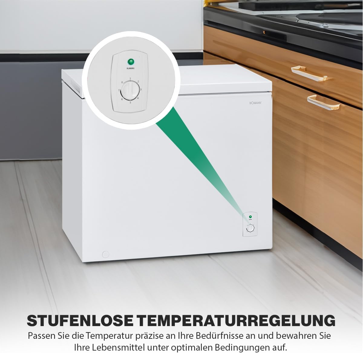 Bomann® Gefriertruhe mit 202L Nutzinhalt | Tiefkühltruhe mit 4-Sterne-Kennzeichnung & stufenloser Temperaturregelung | Lagerzeit bei Störung max.35h | Freezer inkl. Gefrierkorb & Eisschaber | GT 7338