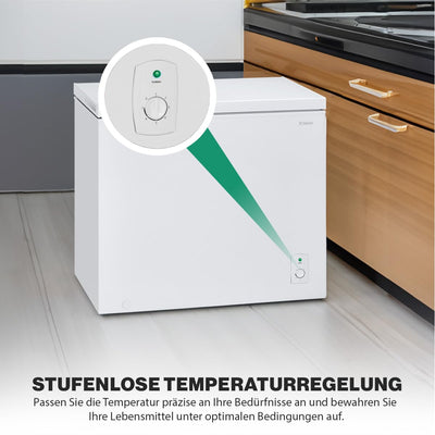 Bomann® Gefriertruhe mit 202L Nutzinhalt | Tiefkühltruhe mit 4-Sterne-Kennzeichnung & stufenloser Temperaturregelung | Lagerzeit bei Störung max.35h | Freezer inkl. Gefrierkorb & Eisschaber | GT 7338