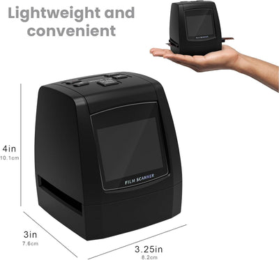 Digitaler Mini-Scanner für Filme und Dias, konvertiert Negative und Dias aus 35 mm, 126, 110, Super 8 und 8 mm Filmen in 22-Megapixel-JPEG-Bilder, 2,4-Zoll-LCD-Bildschirm