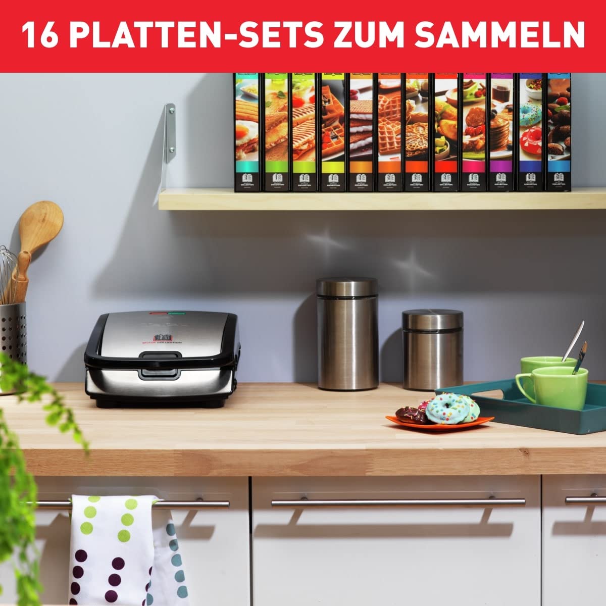 Tefal SW853D Snack Collection | Waffeleisen und Sandwiches | Erweiterbar | Platten Antihaftbeschichtet | Spülmaschinengeeignet | Praktische Aufbewahrungsboxen | schwarz/Edelstahl